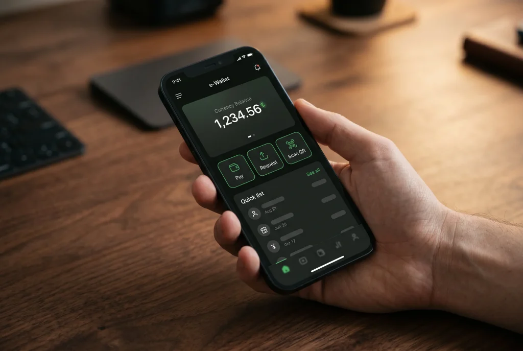 eZeeWallet interface met sportweddenschappen overzicht op een donker scherm